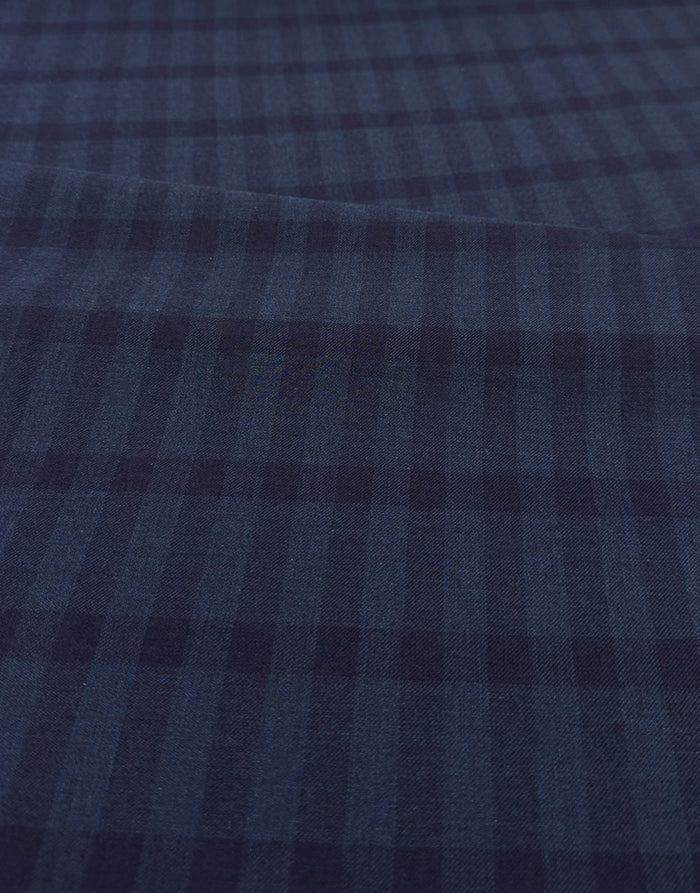 Cossato Cotton & Cashmere Check Fabric, Blue
