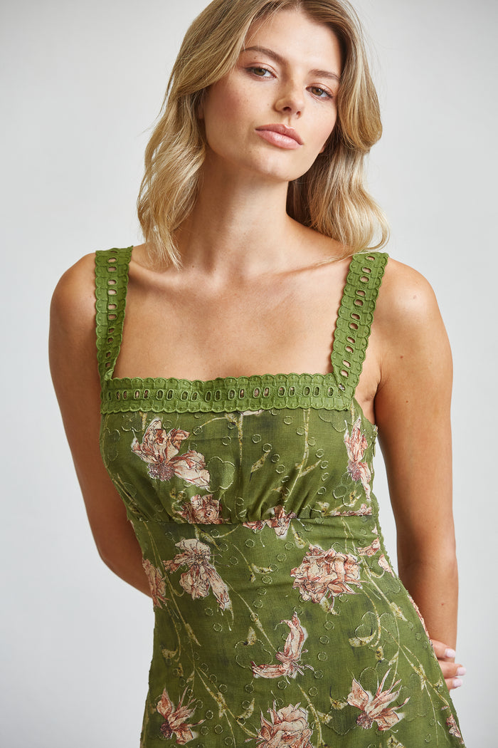 Crochet Strap Floral Maxi Dress