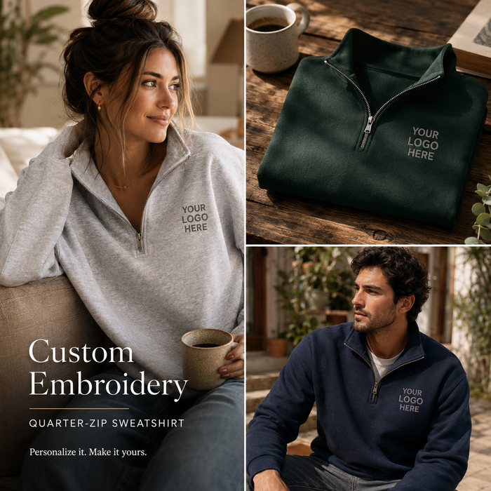 Custom Embroidered Quarter-Zip / Half-Zip — Your Logo or Name