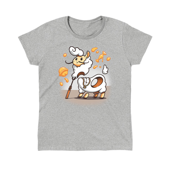 Classic Cotton T-shirt_TeeTurtle Dali's Llama heather gray t-shirt featuring a llama drawn in the style of Salvador Dali complete with a hole in it, a melted clock on its back and, of course, Dali's signature moustache surrounded by absurdist wax sculptures.