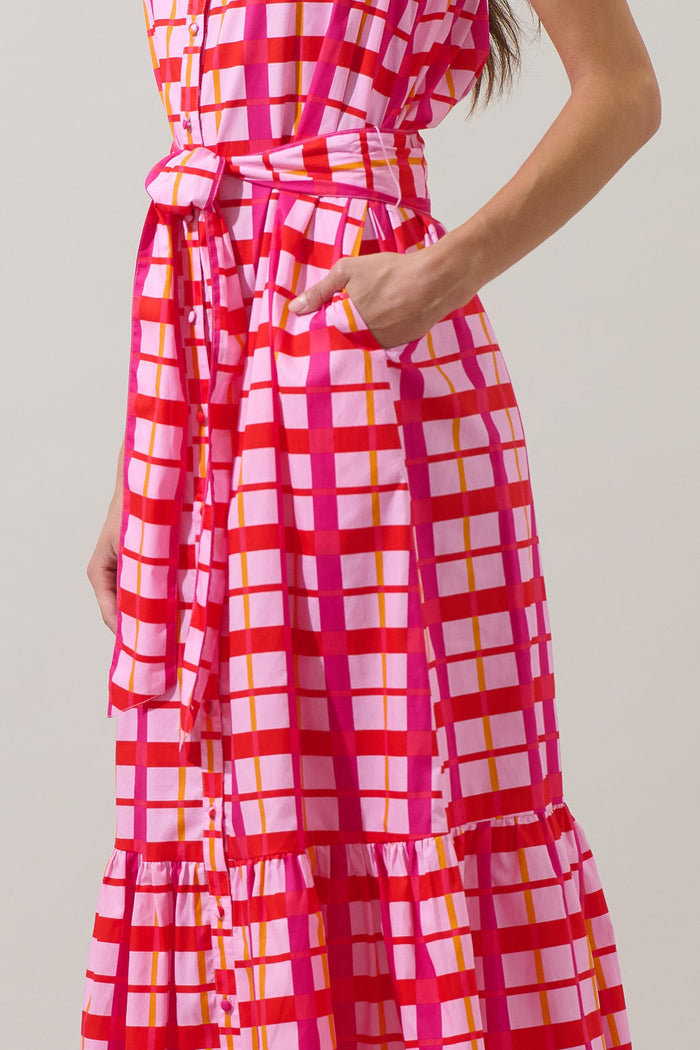 Darvy Checker Cileah Collared Maxi Dress