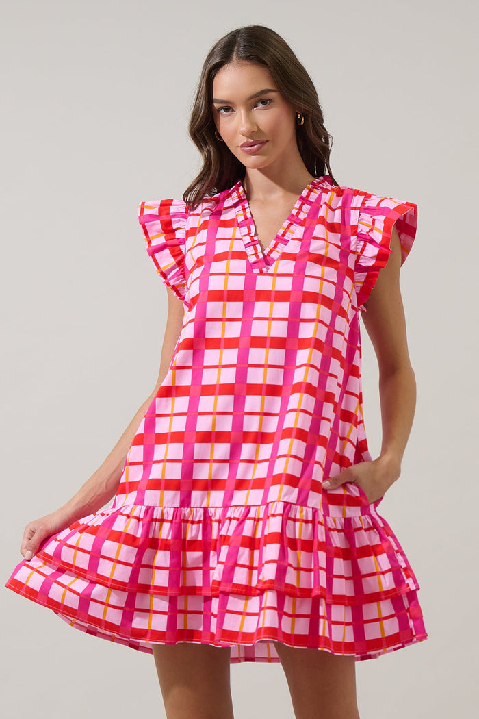 Darvy Checker Savie Shift Mini Dress
