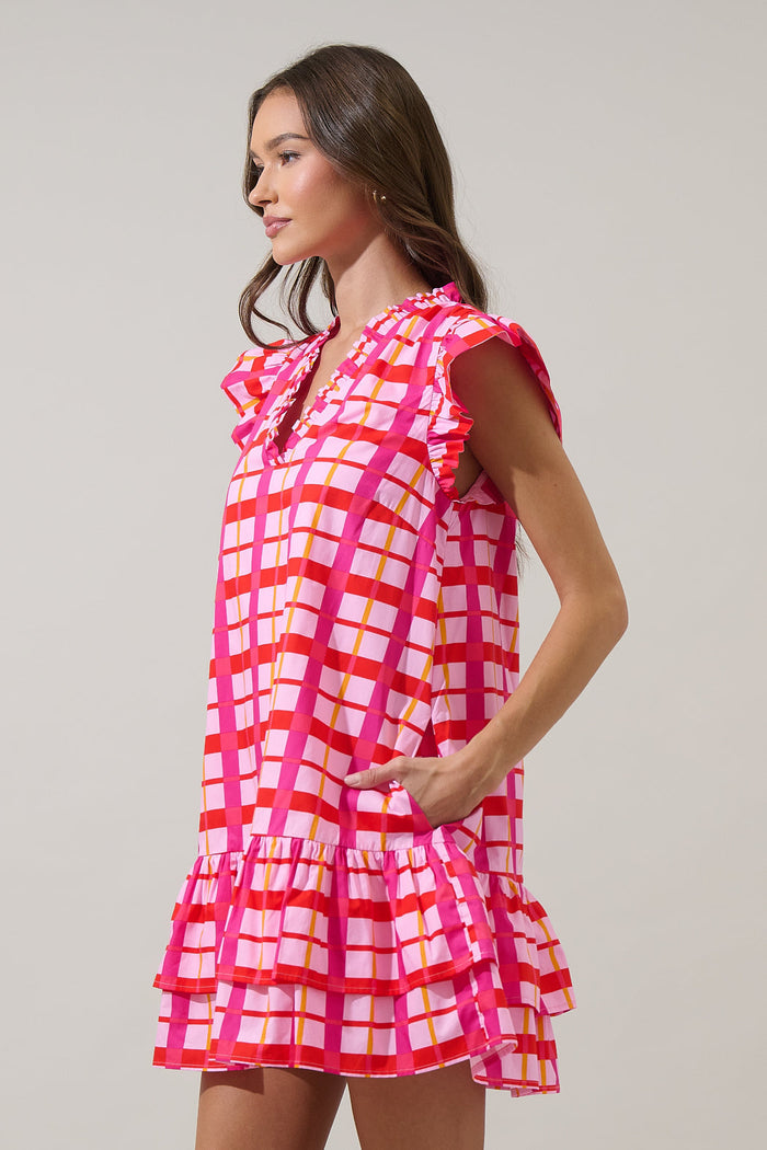 Darvy Checker Savie Shift Mini Dress