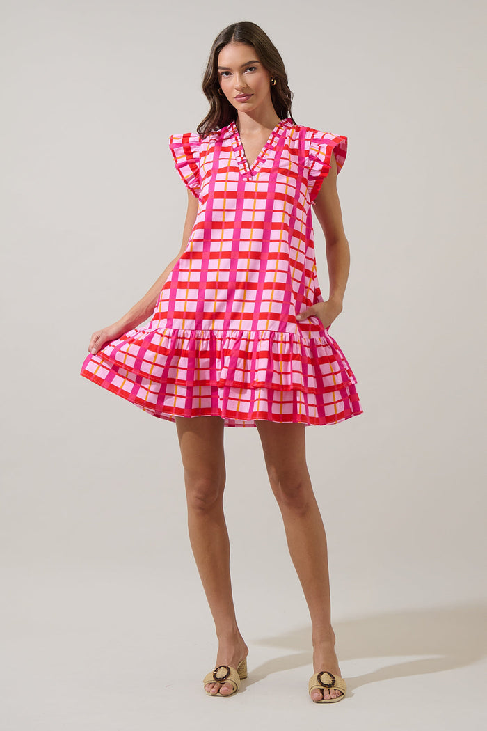Darvy Checker Savie Shift Mini Dress