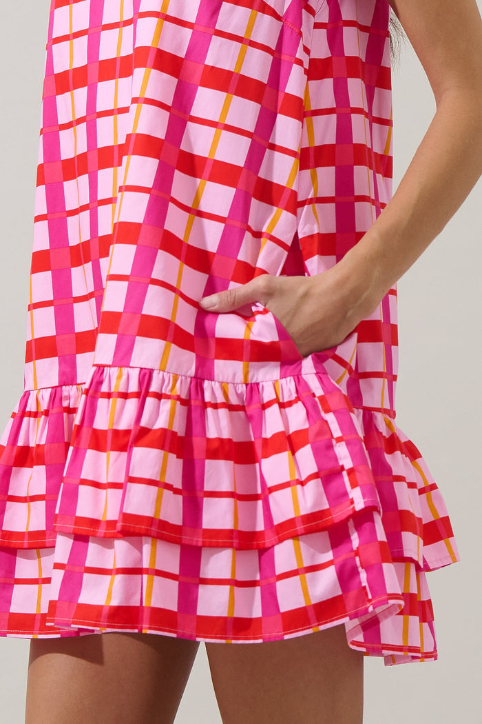 Darvy Checker Savie Shift Mini Dress