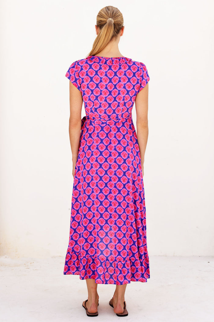 Demi EcoVero™ Wrap Dress | Blue/Pink