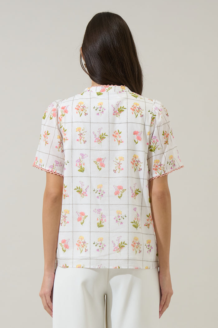 Diane Floral Hilda Split Neck Top
