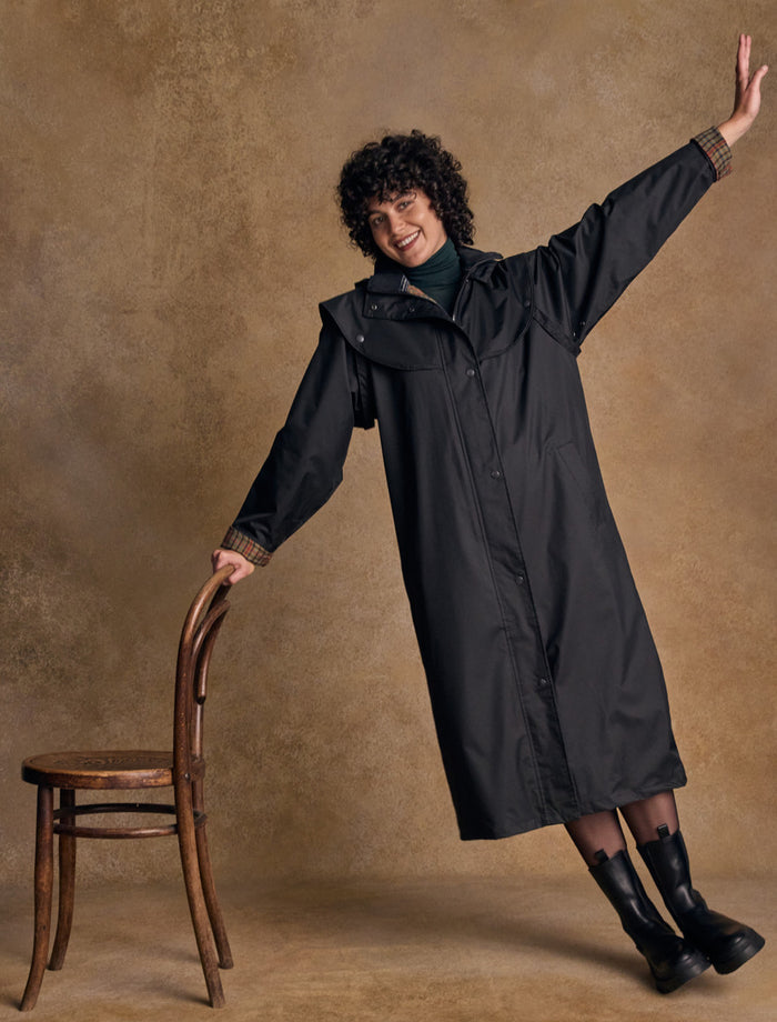 Jack Murphy Donegal Ladies Waterproof Full Length Coat - Black #color_black