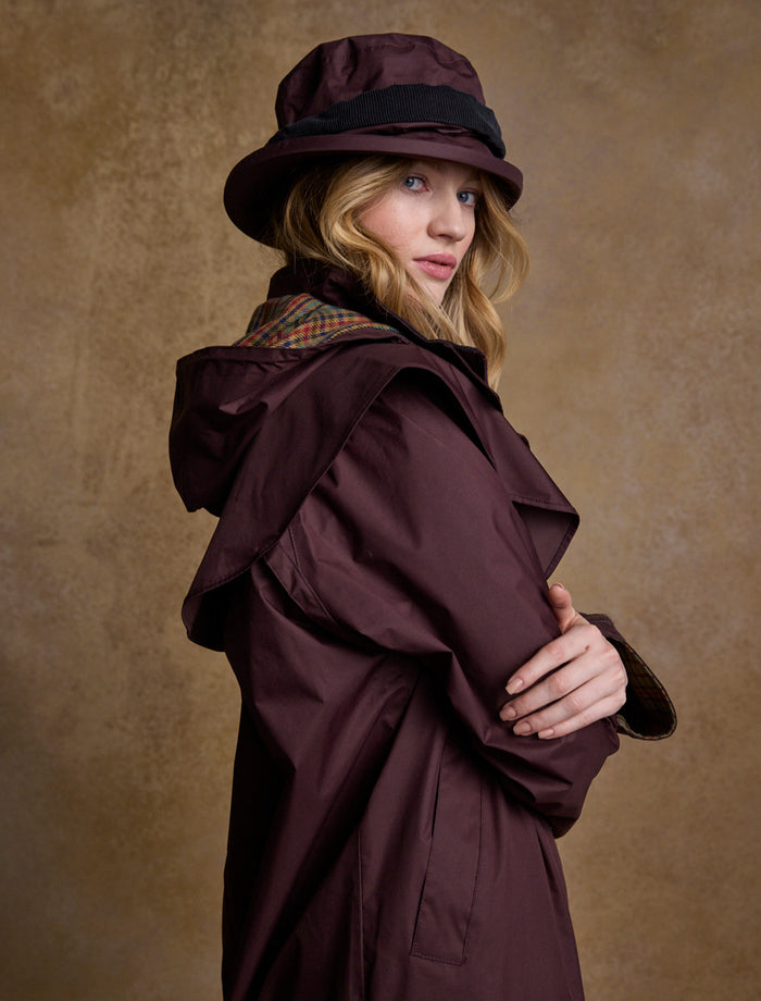Donegal Ladies Waterproof Full Length Coat - Deep Claret #color_deep-claret