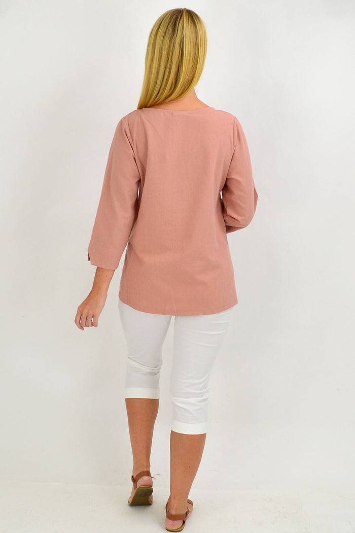 Dusty pink box tunic blouse by Sunshine featuring a relaxed fit and casual style, perfect for everyday wear.