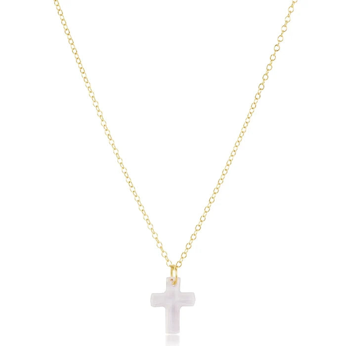 E Newton| 16" Gold Blessed Crystal Cross Necklace