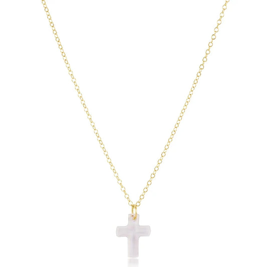 E Newton| 16" Gold Blessed Crystal Cross Necklace