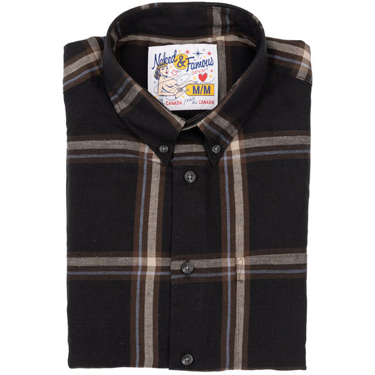 Easy Shirt - Hemp Blend Check - Black by Naked & Famous Denim