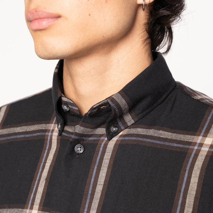 Easy Shirt - Hemp Blend Check - Black by Naked & Famous Denim