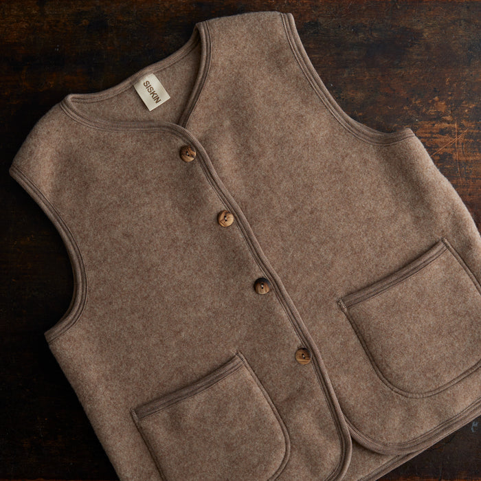 Eider Women's Vest - Merino Wool Fleece - Driftwood