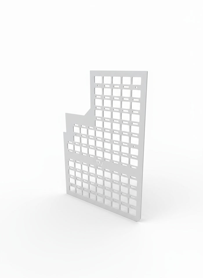 Ekko MOLLE Panel for right side with grid cutouts, shown standing against white background