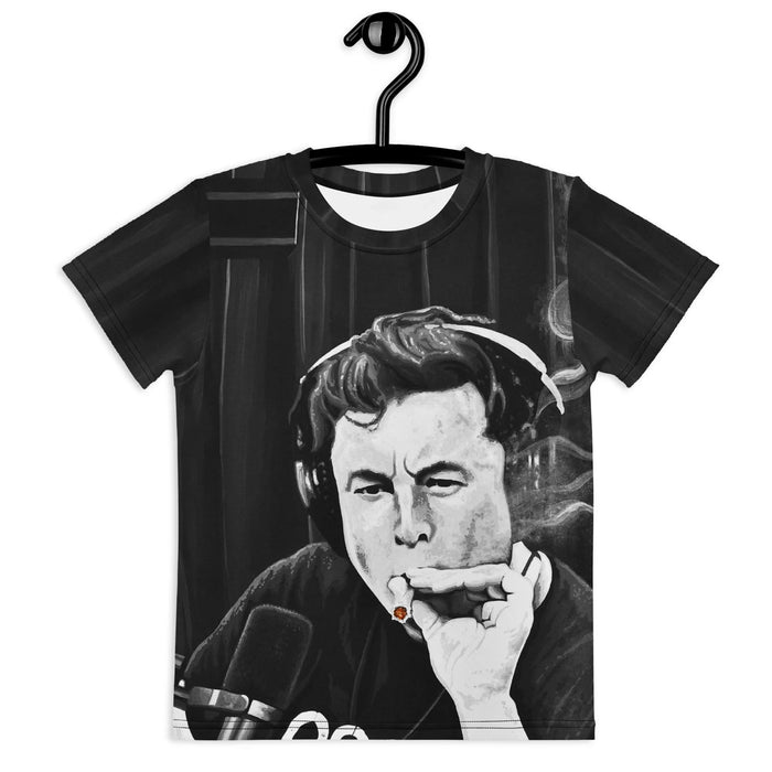 A dramatic, photorealistic portrait of a space industry pioneer dominates this design in moody, high-contrast monochrome. Contact us with accessibility feedback, we'd love to help!