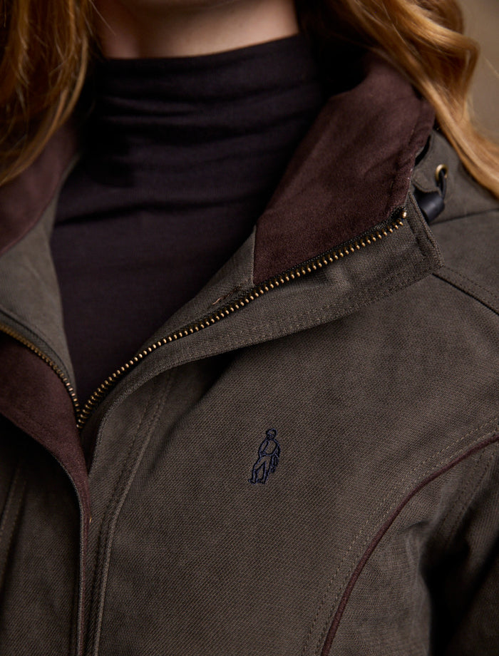 Erin Ladies Waterproof Long Riding Coat - Olive #color_olive