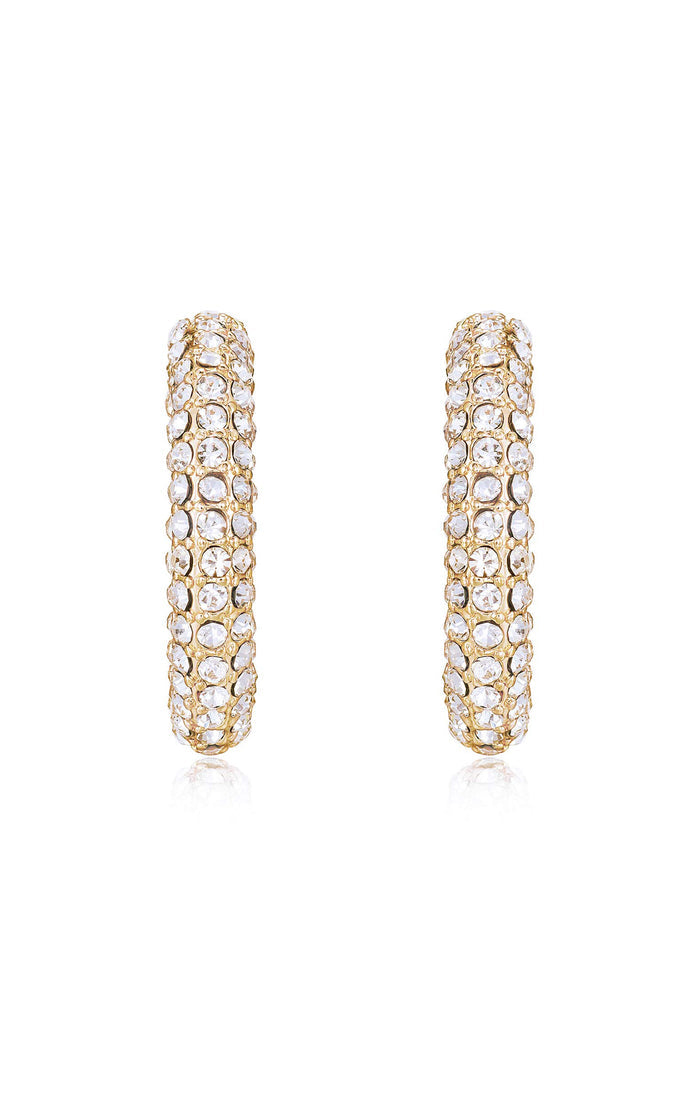 Ettika Crystal Dotted Twist Hoop Earrings ~ Gold