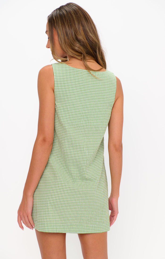 Everly Mini Dress ~ Field Green Gingham