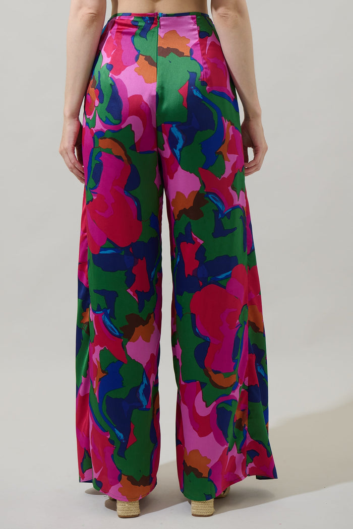 Evolet Floral Nature High Waist Wrap Pants