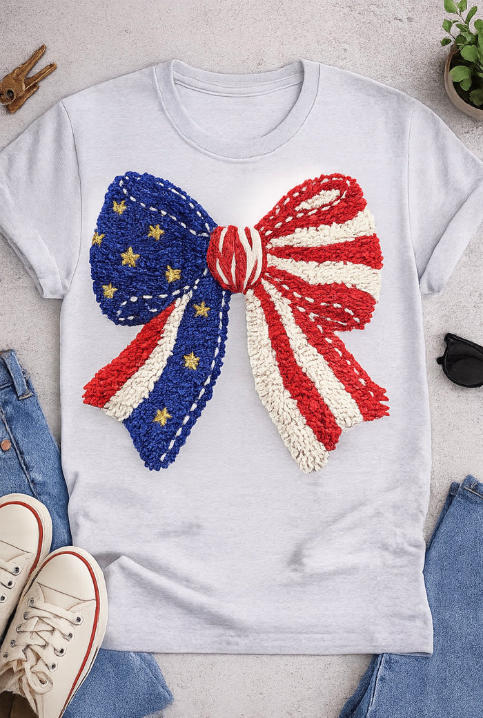Faux crochet flag bow