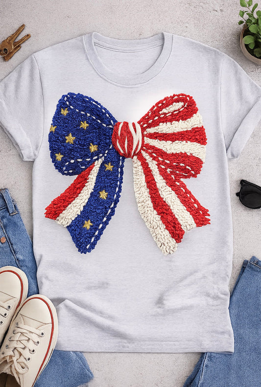 Faux crochet flag bow
