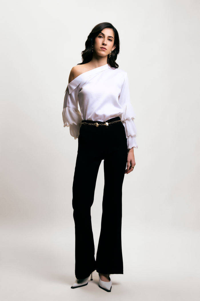 Flare Trousers with Front Seam