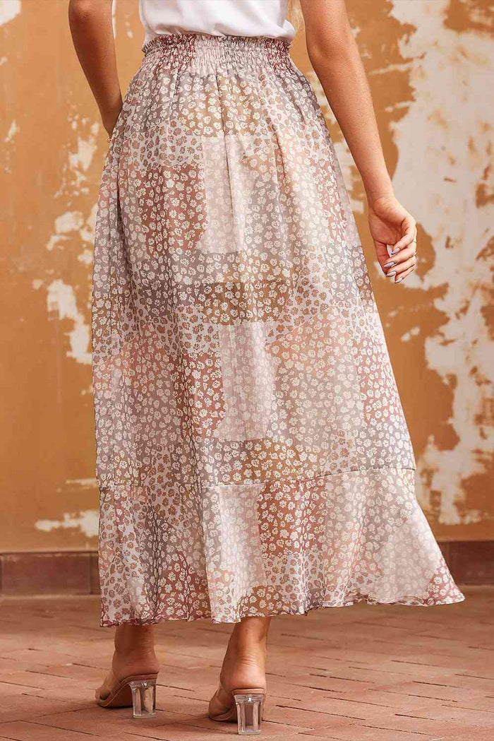 Floral Buttoned Front Slit Skirt - Madikfashions.com
