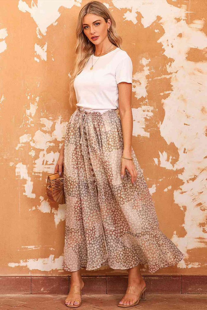 Floral Buttoned Front Slit Skirt - Madikfashions.com
