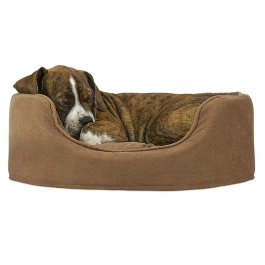 Furhaven Pet NAP Oval Lounger Bed for Dog or Cat, Camel, Pequeño