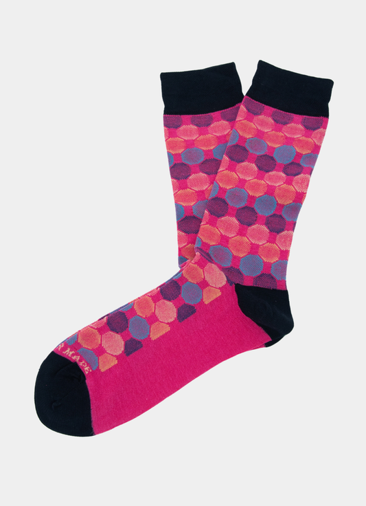 Fuschia Navy Big Dot Sock by Hammer Made – product view 1