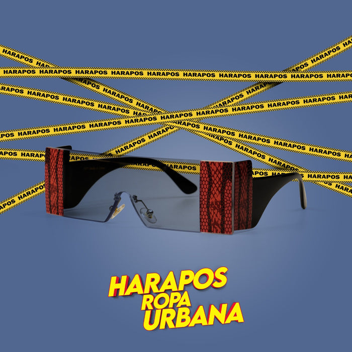 Gafas roja transparente crakelada