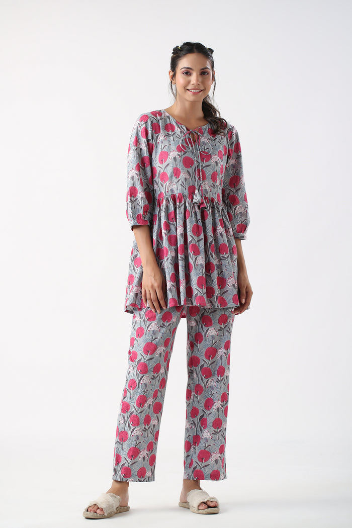 Garden Gala Cotton Loungewear Top Set