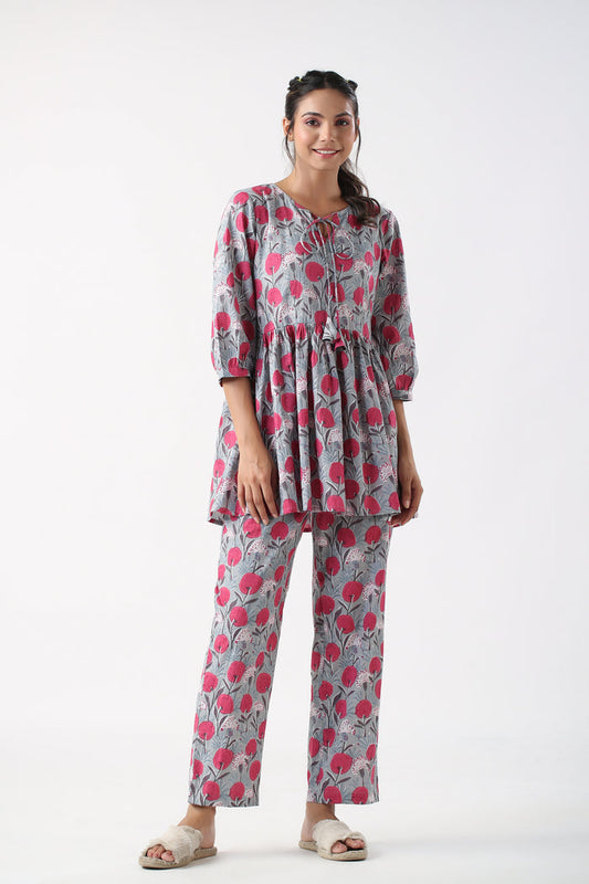 Garden Gala Cotton Loungewear Top Set