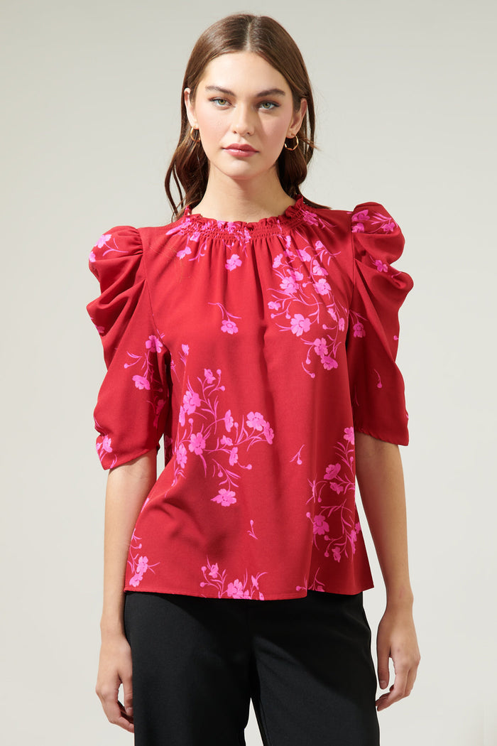 Gemma Floral Drape Sleeve Top