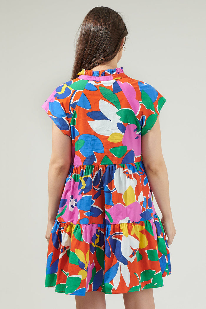 Giza Glare Floral Tiered Mini Dress