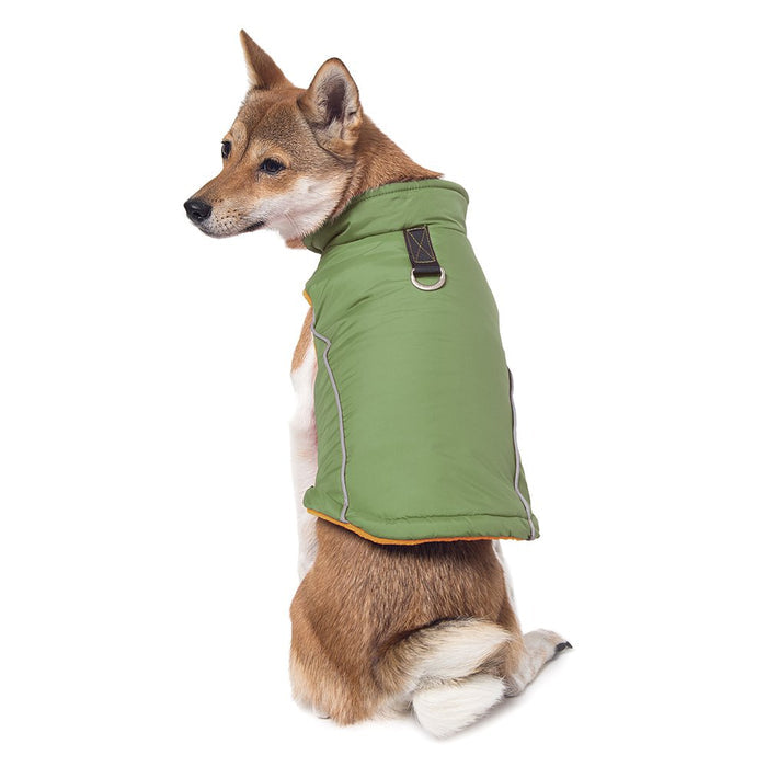 GOOBY Cold Weather Fleece Lined Sports Dog Vest with Reflective Lining, X-Large, Green