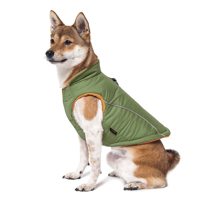 GOOBY Cold Weather Fleece Lined Sports Dog Vest with Reflective Lining, X-Large, Green
