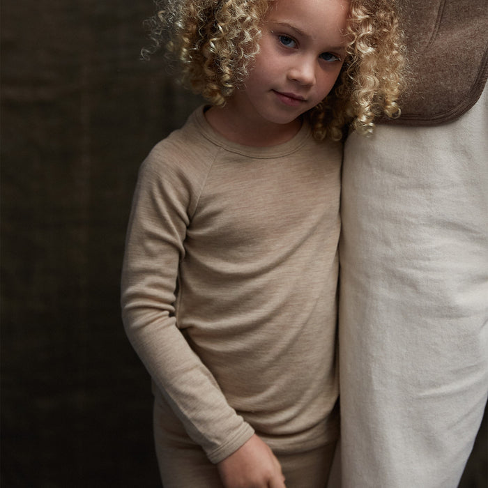Grebe Baby & Kids Top - Merino Wool & Silk - Sandstorm