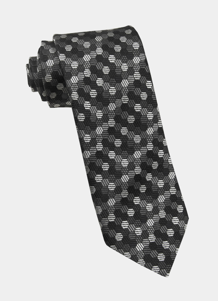 Grey Honeycomb Silk Neck Tie - 15134-82731 - Hammer Made