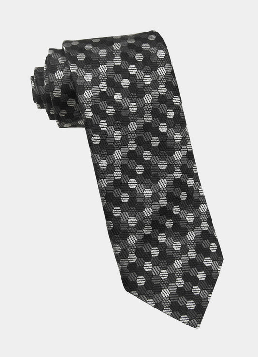 Grey Honeycomb Silk Neck Tie - 15134-82731 - Hammer Made