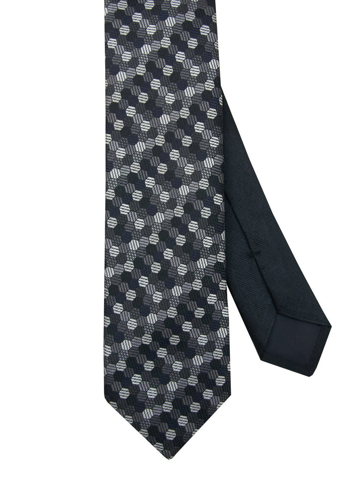 Grey Honeycomb Silk Neck Tie