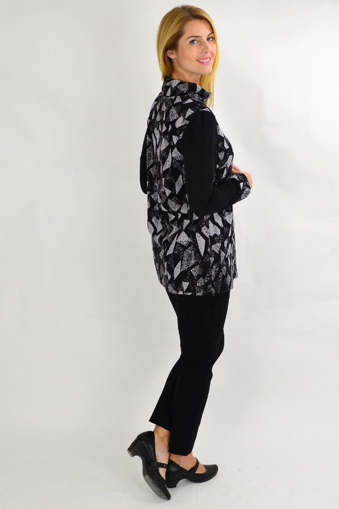 Grey abstract Tunic Top by Whispers featuring a stylish, relaxed fit and modern design, perfect for casual or chic outfits.
