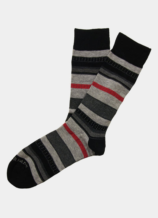 Grey/Red Strips Sock - REC3095-35617 - Hammer Made