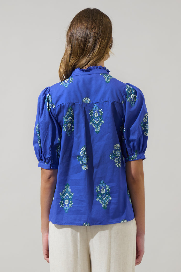 Haline Floral Terri Puff Sleeve Top