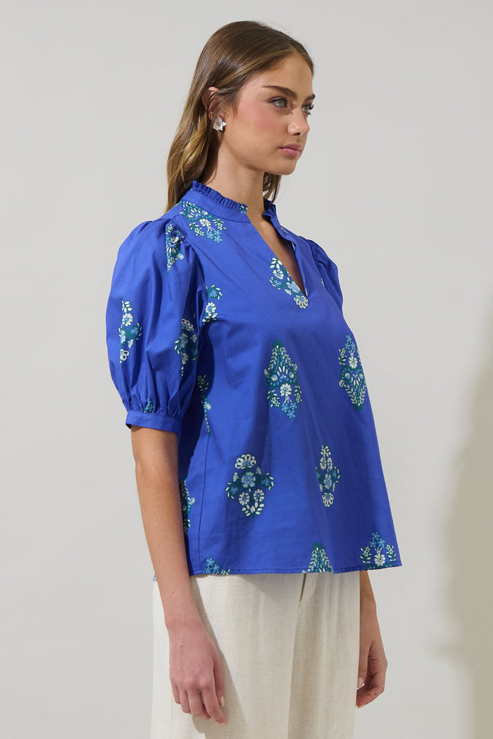 Haline Floral Terri Puff Sleeve Top