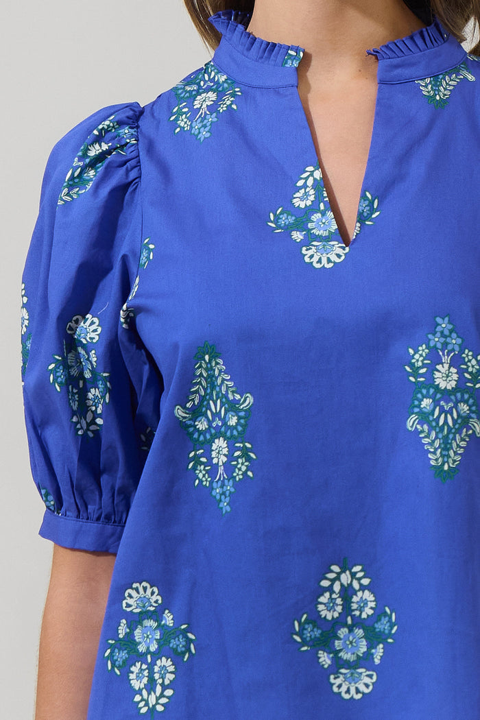 Haline Floral Terri Puff Sleeve Top