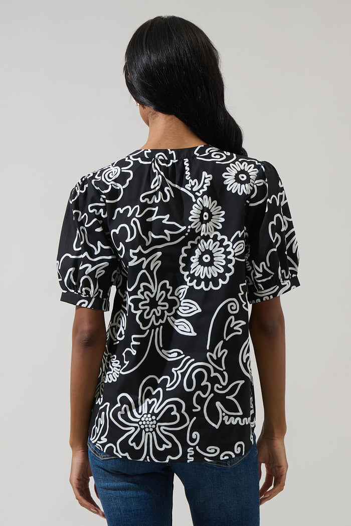 Haylie Floral Neli Split Neck Top