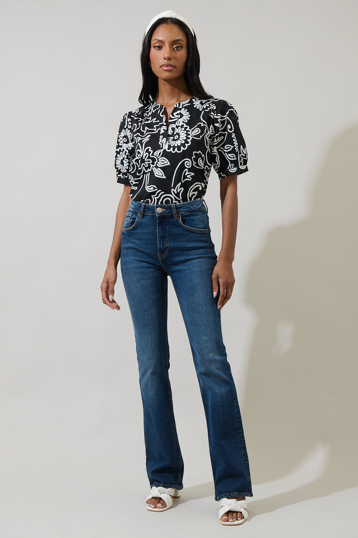 Haylie Floral Neli Split Neck Top